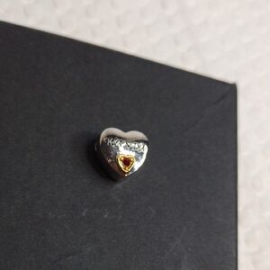 Silver Heart Charm with Gold Detail Name Wanda